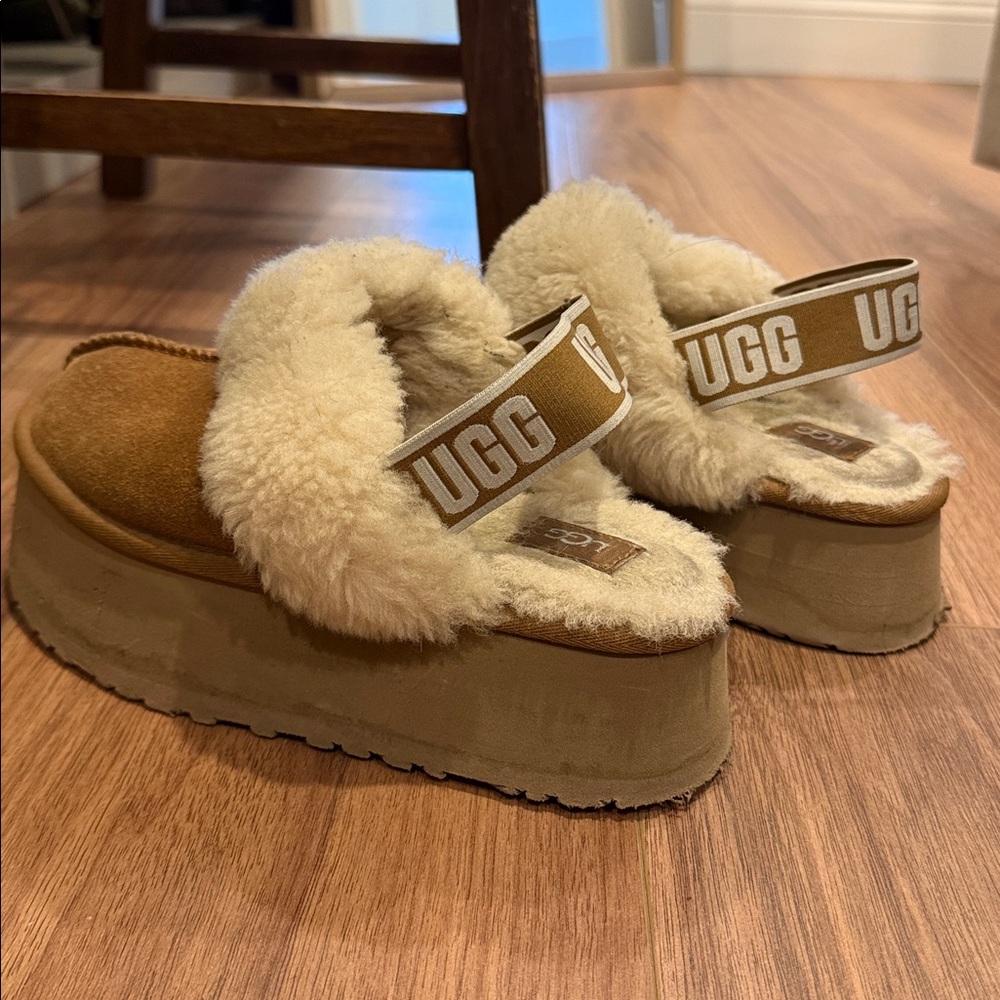 UGG Chestnut Slip-On Suede Slippers with Shearling